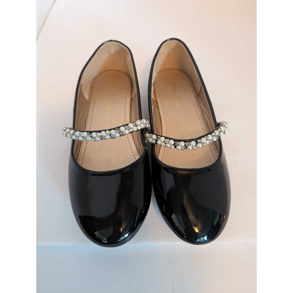 Girl's Dream Pairs Black Patent Leather Shoes Size 4 Dress or Casual